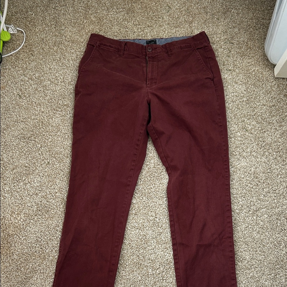 J. Crew Men's Garment-Dyed Chino Pants - Burgundy/Maroon - Size 33x32